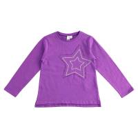 Реглан для девочки iDO трикотаж хлопок сиреневый подросток принт блестка