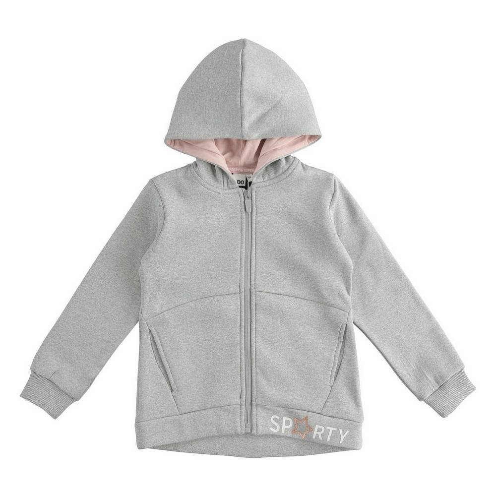 Толстовка для девочки iDO подросток серый трикотаж капюшон